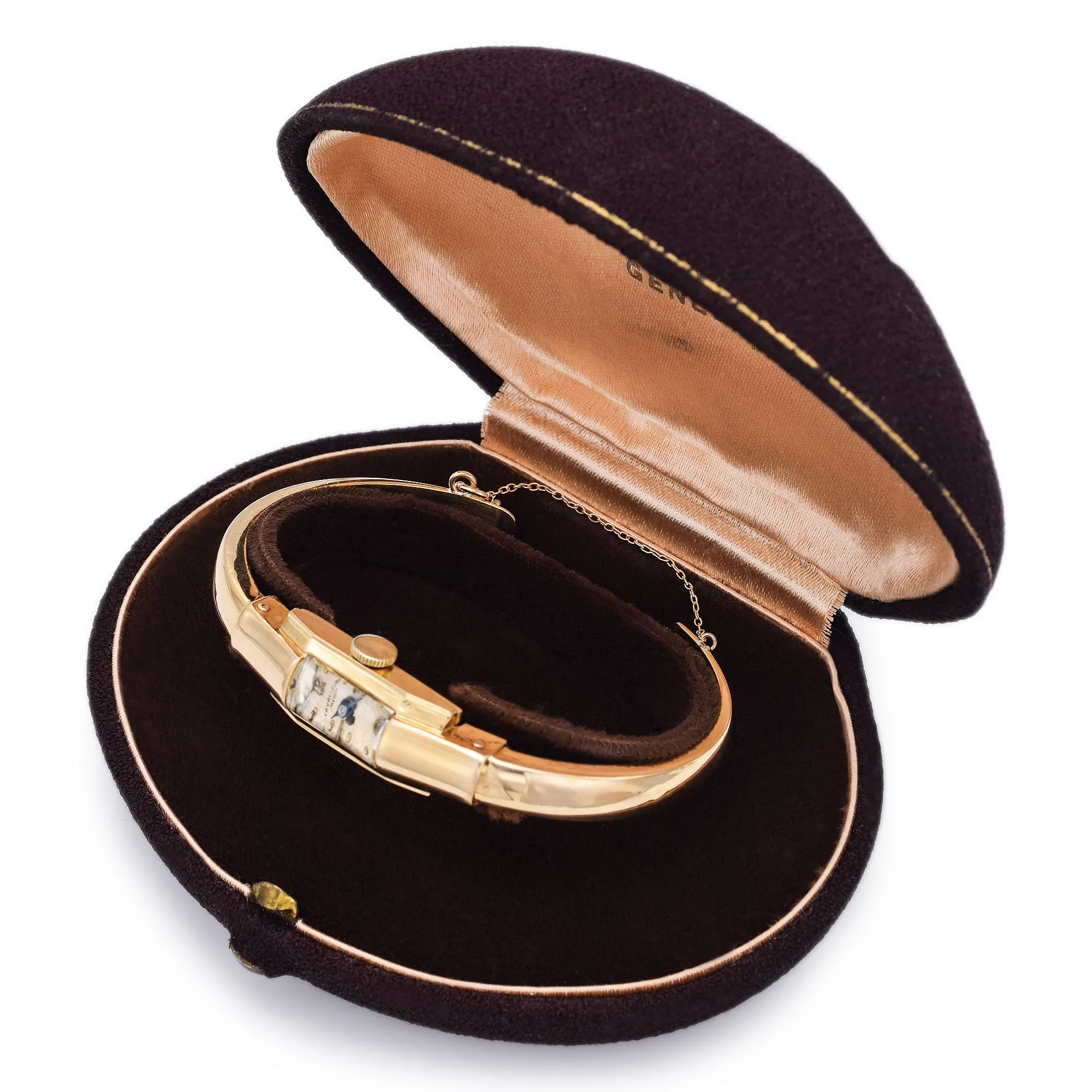 Favre-Leuba Geneve 18K Yellow Gold Hand Wind Women's Cuff Bracelet Watch   Box