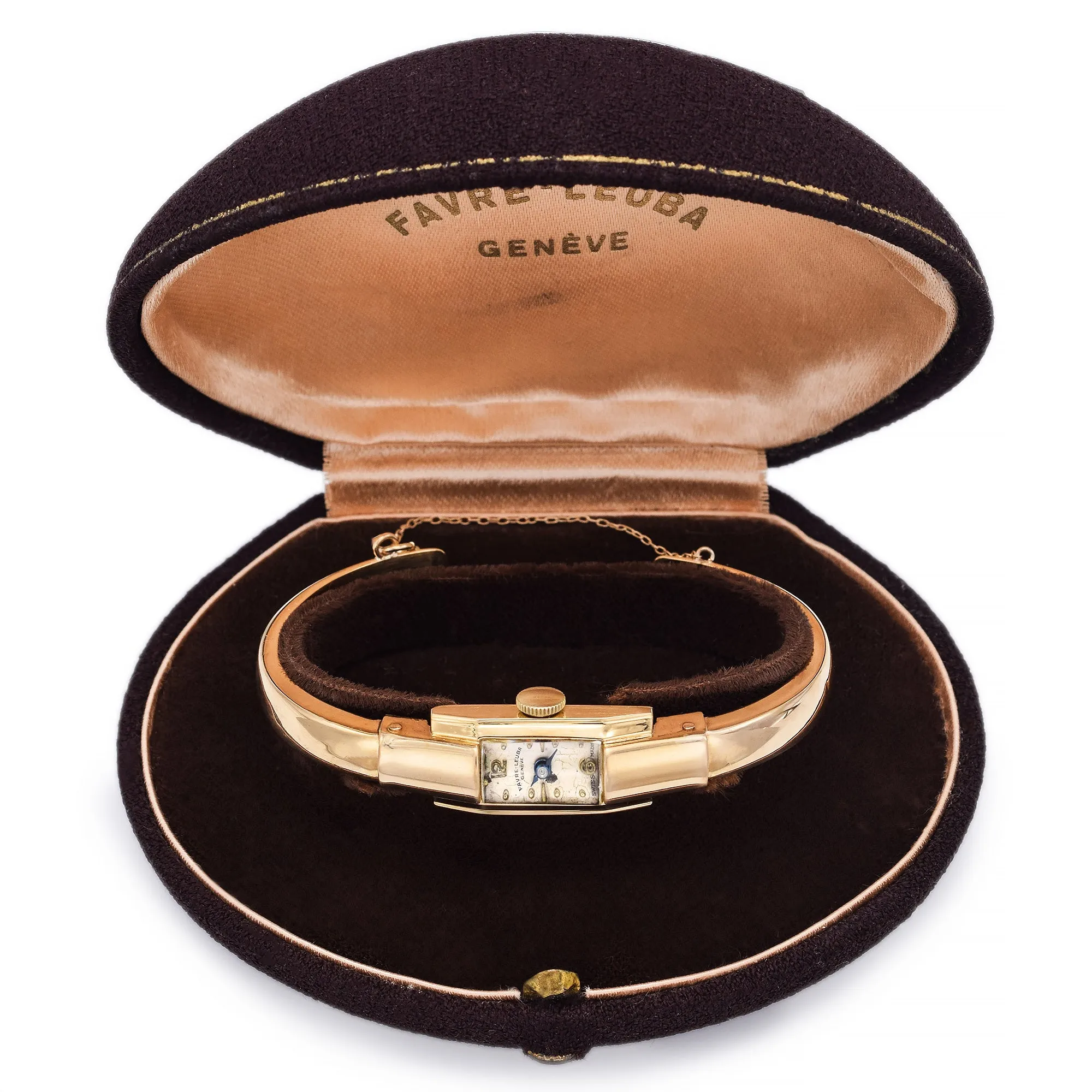 Favre-Leuba Geneve 18K Yellow Gold Hand Wind Women's Cuff Bracelet Watch   Box