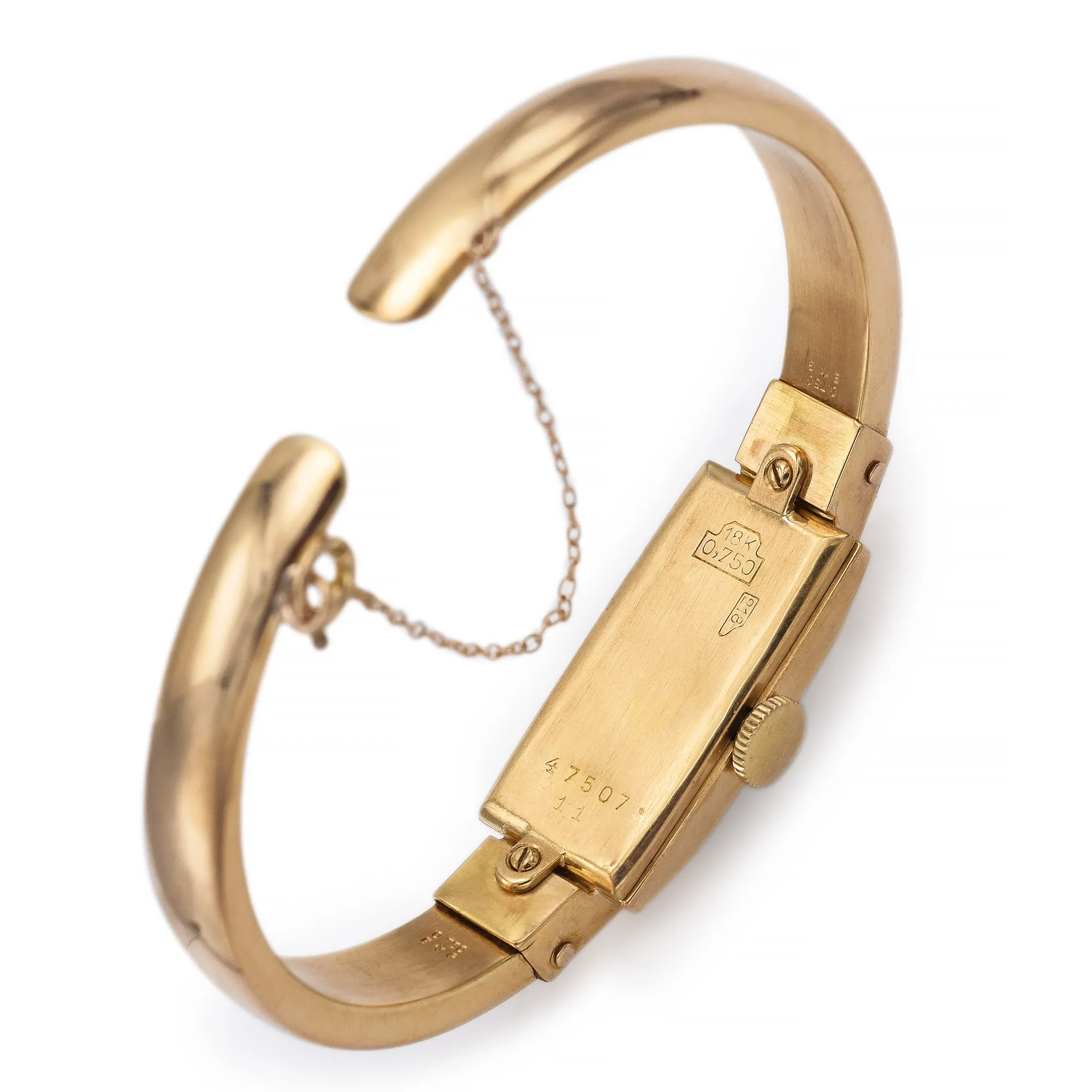 Favre-Leuba Geneve 18K Yellow Gold Hand Wind Women's Cuff Bracelet Watch   Box