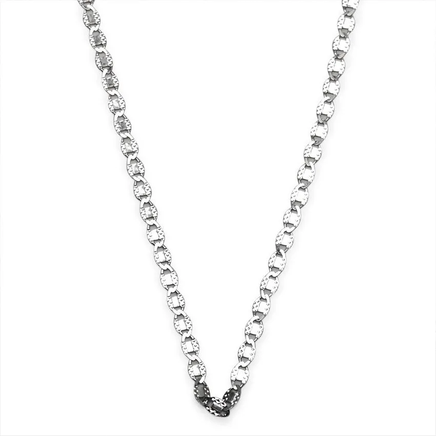 Flat Marina with Diamond Cut on Side Chain Necklace