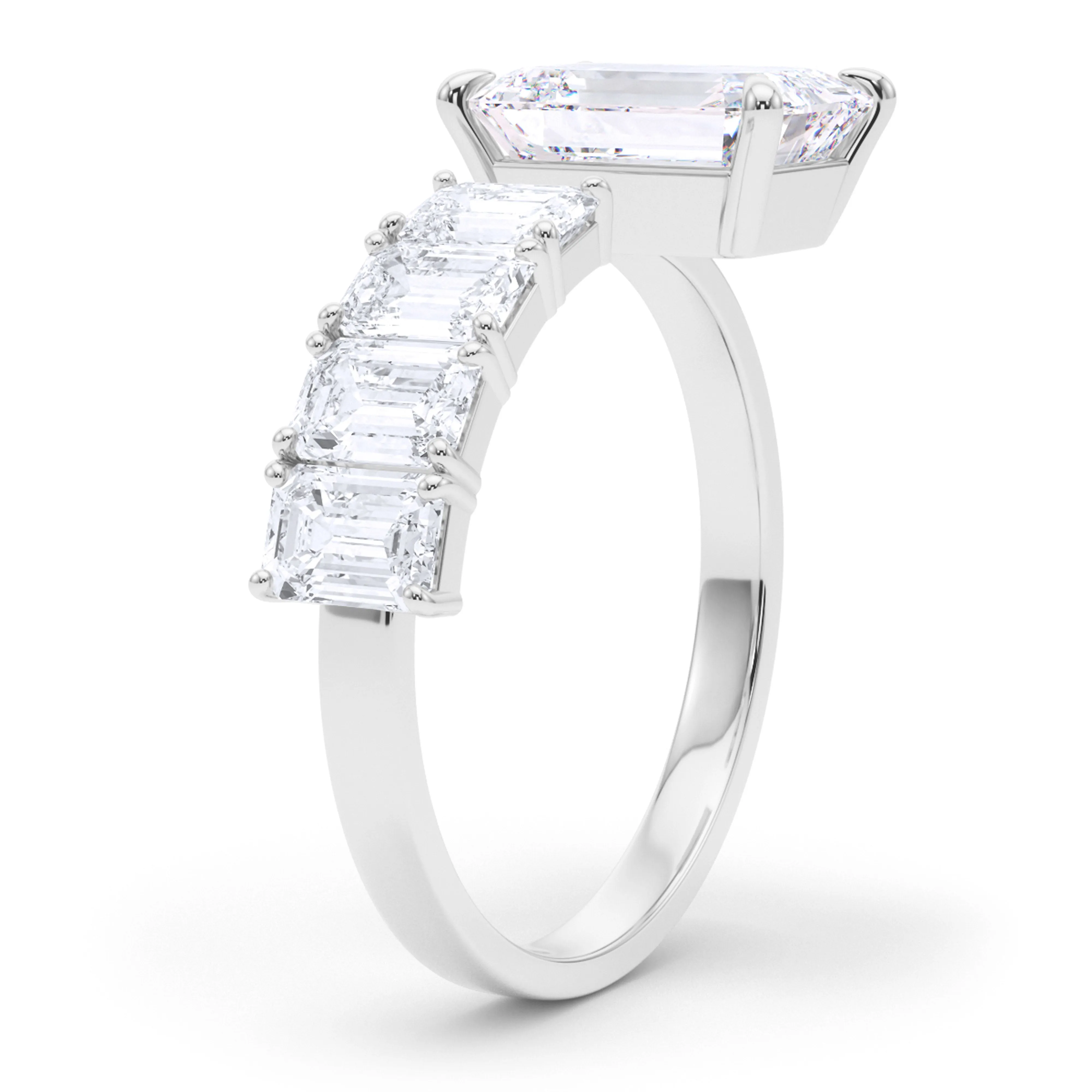 Floating Emerald cut Diamond Ring