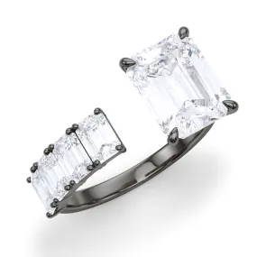 Floating Emerald cut Diamond Ring