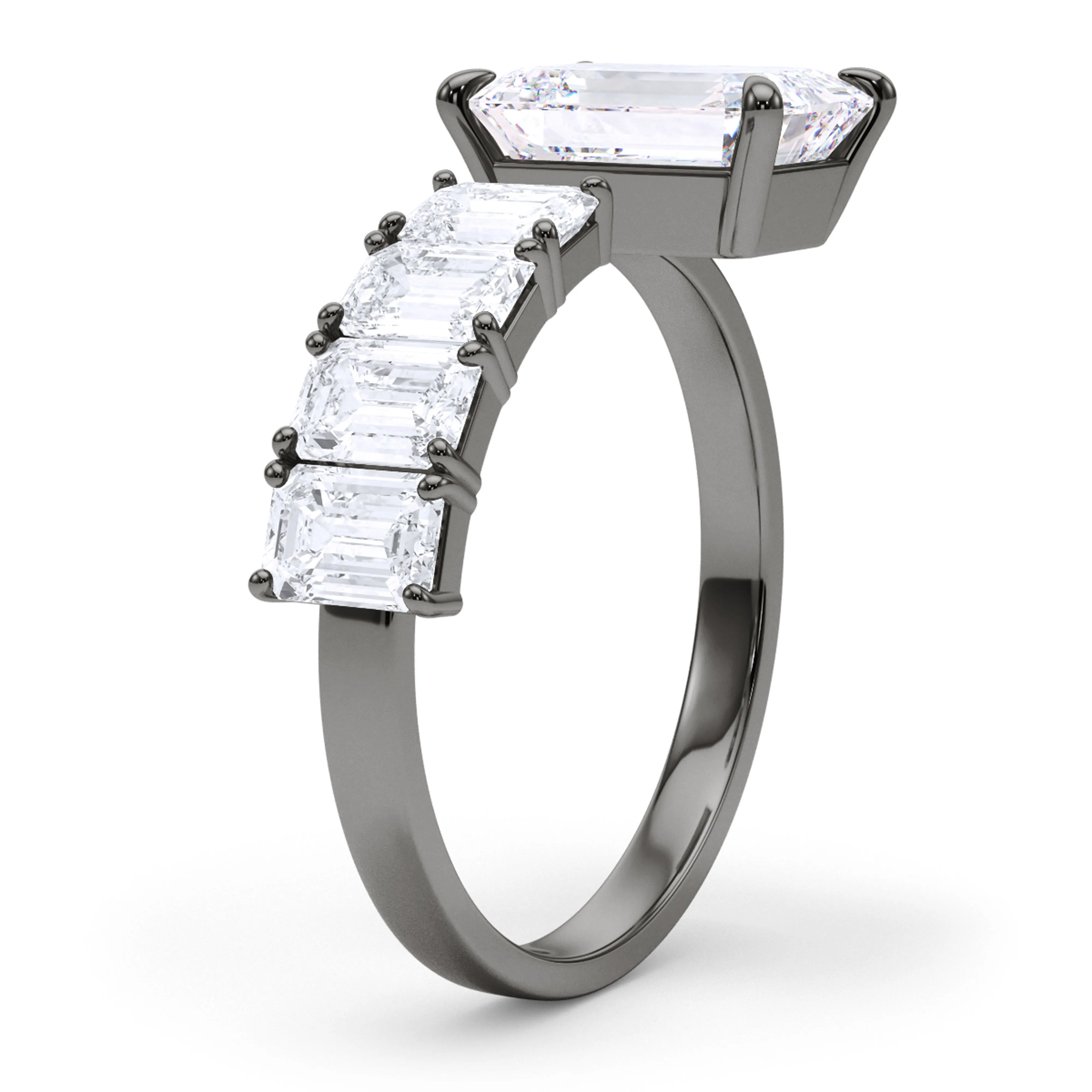 Floating Emerald cut Diamond Ring