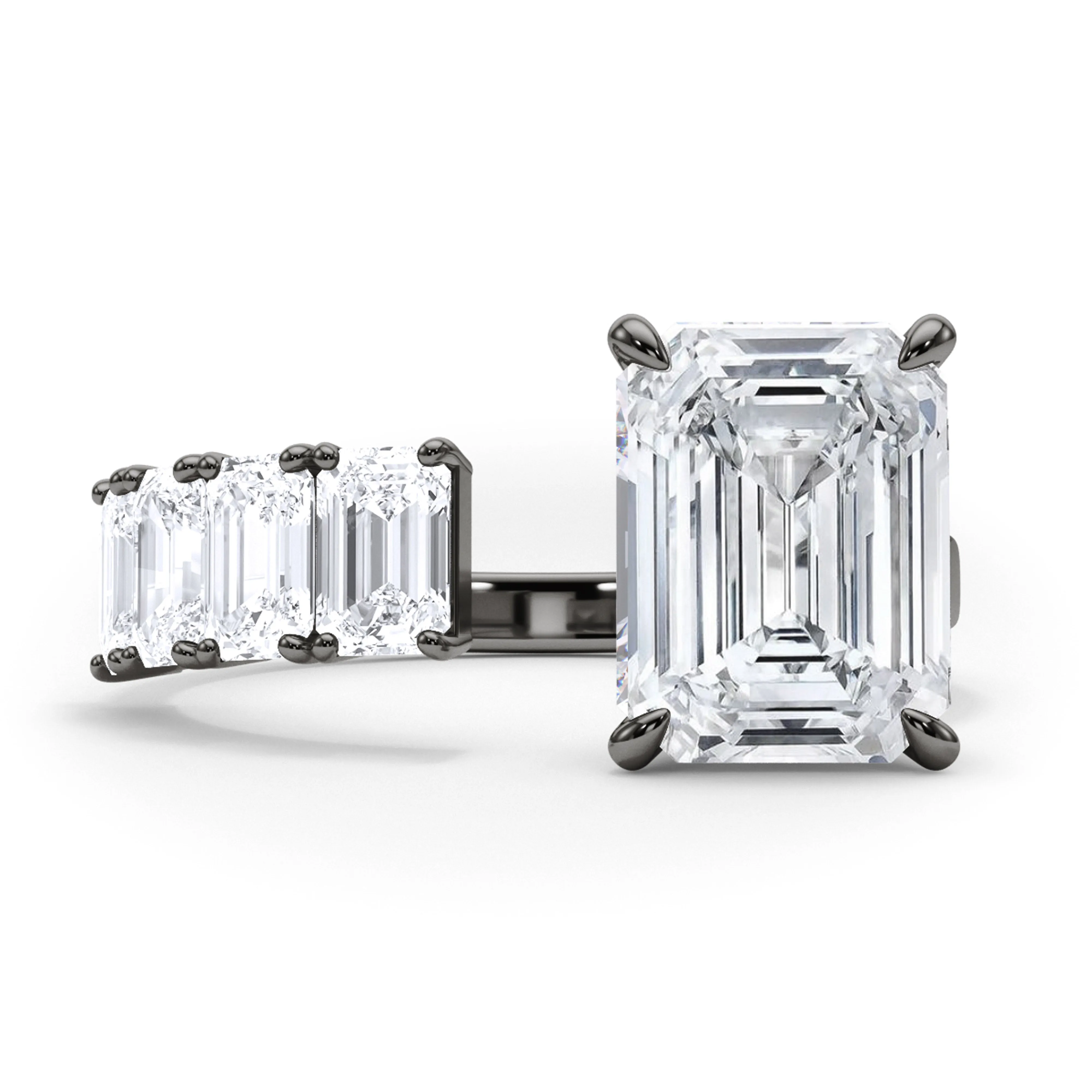 Floating Emerald cut Diamond Ring