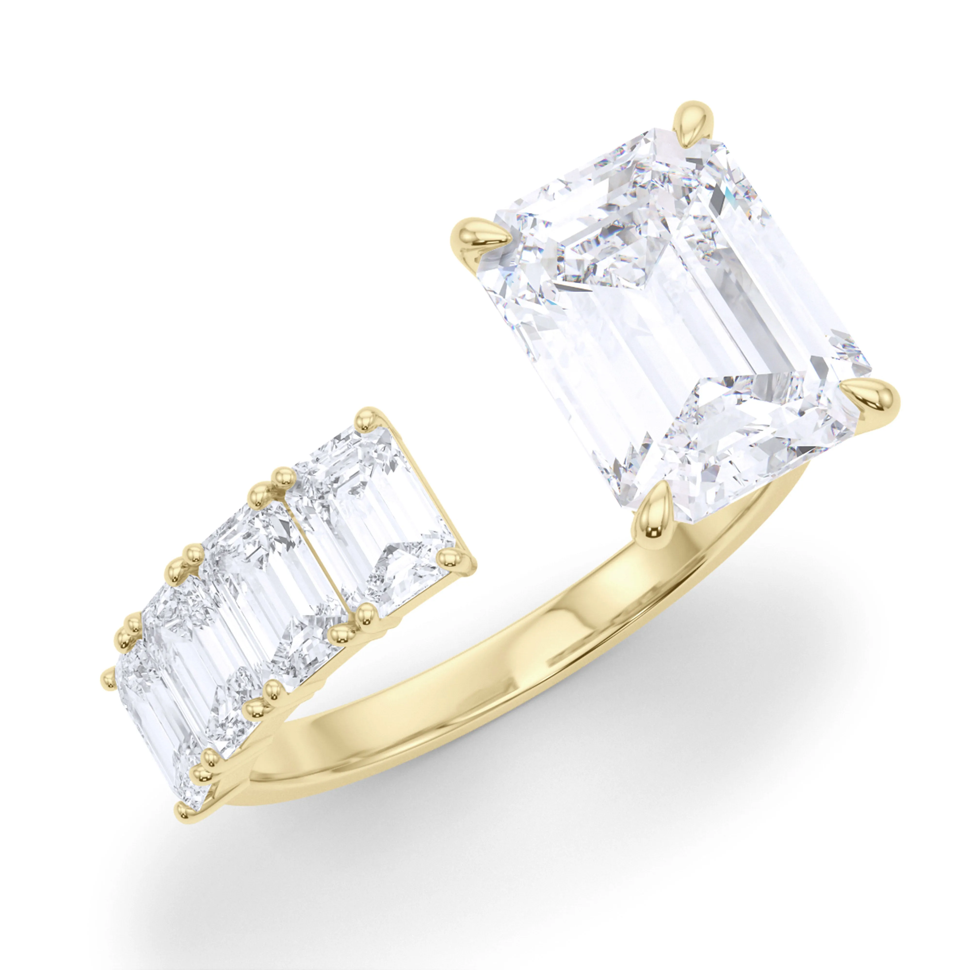 Floating Emerald cut Diamond Ring