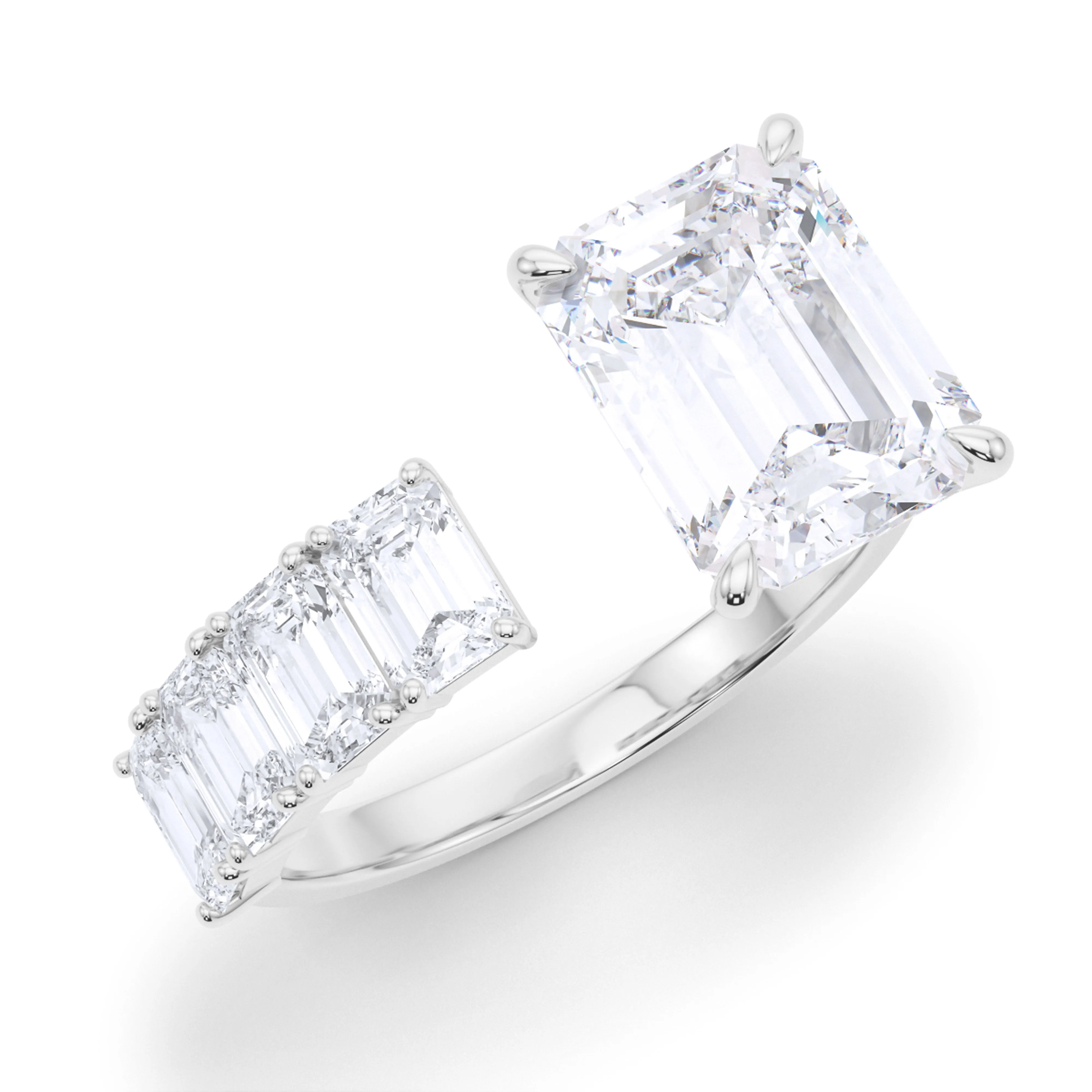 Floating Emerald cut Diamond Ring