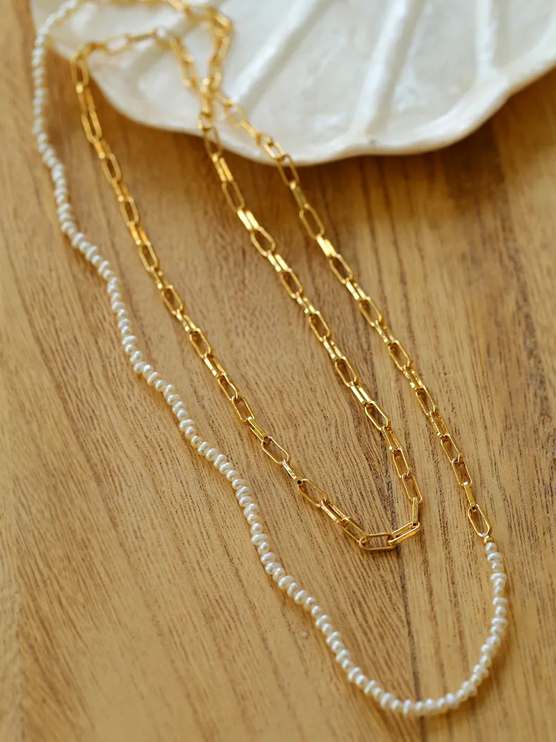 Freshwater Pearl Spliced Chain Necklace