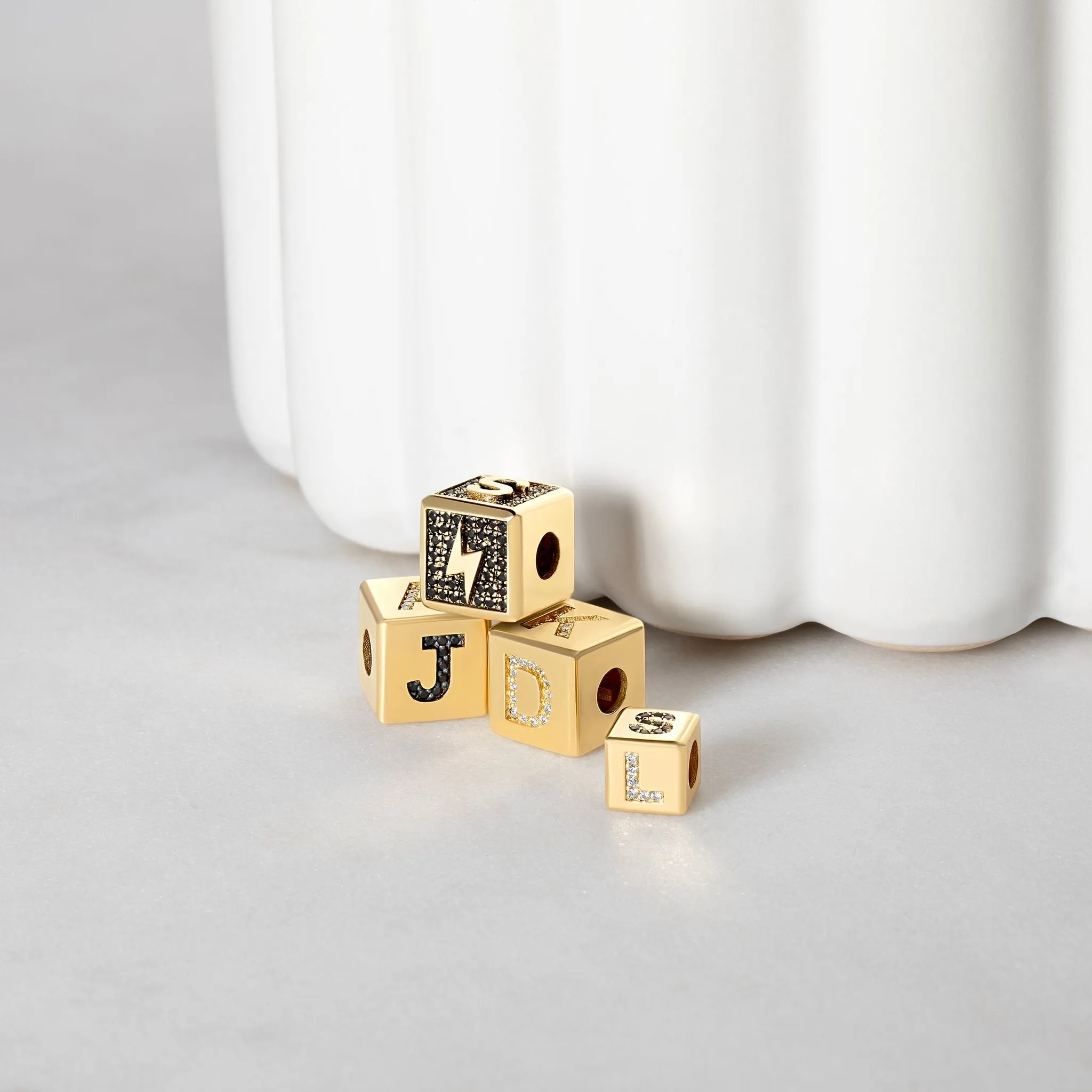 Gemstone   Diamond Alphabet Block Charm