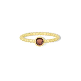 Gold Beaded Garnet Ring