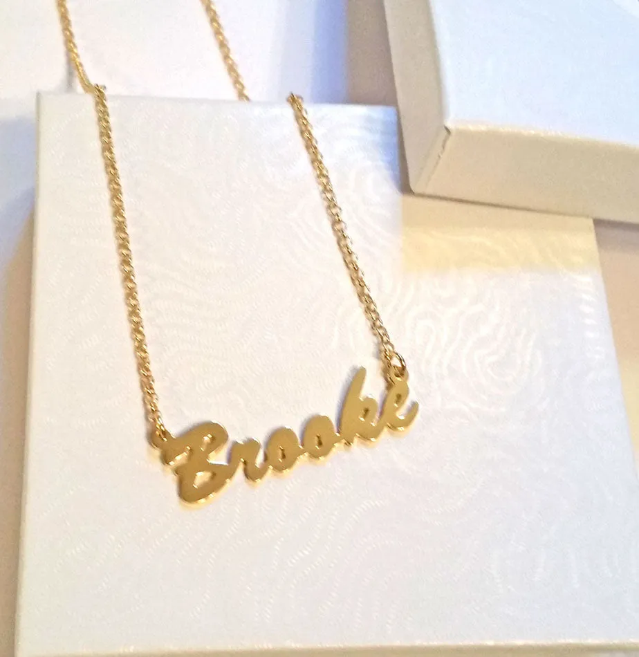 Gold Name Plate Necklace