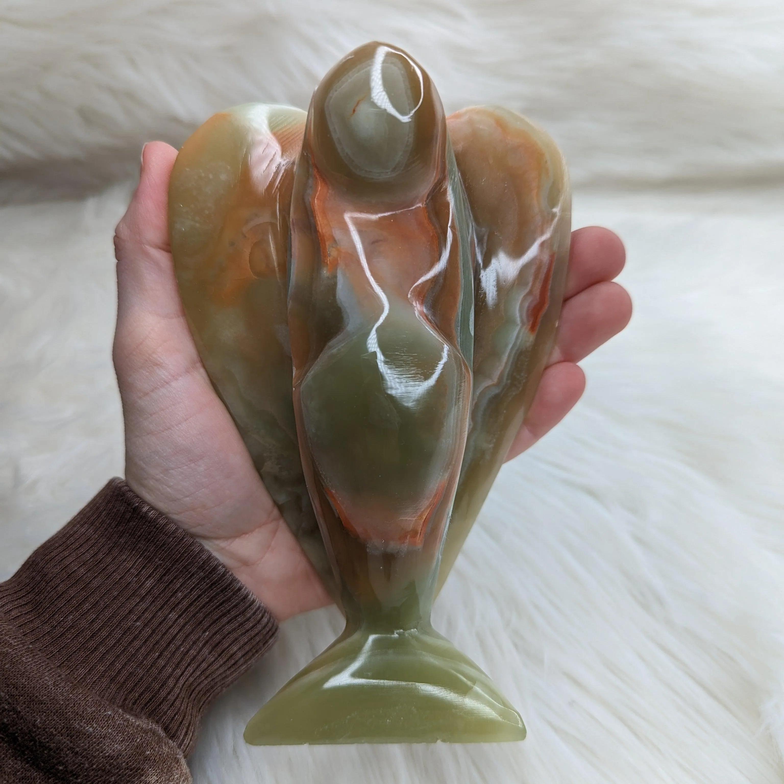 Green Banded Onyx Angel Carving ~ Display Carving