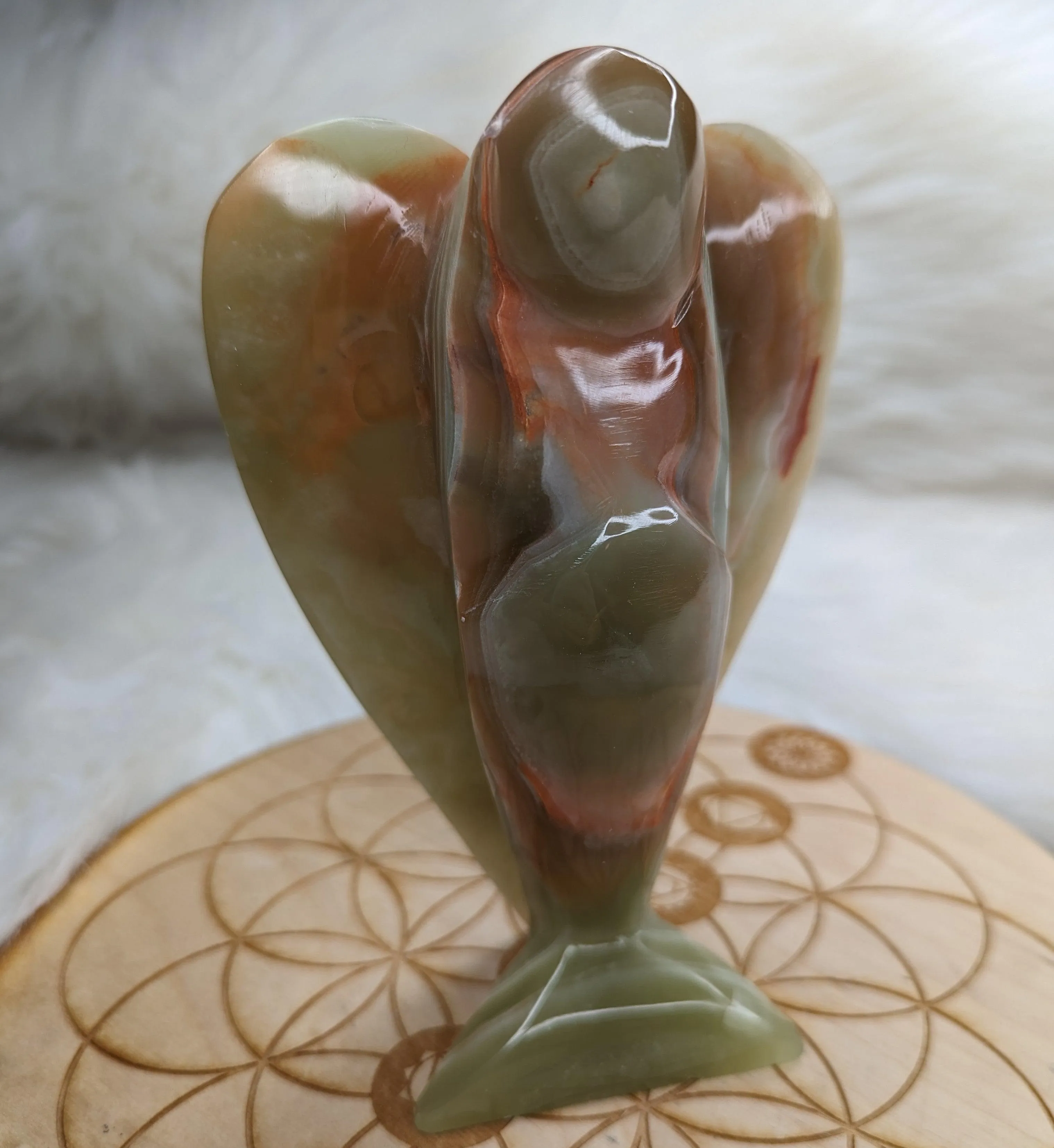 Green Banded Onyx Angel Carving ~ Display Carving