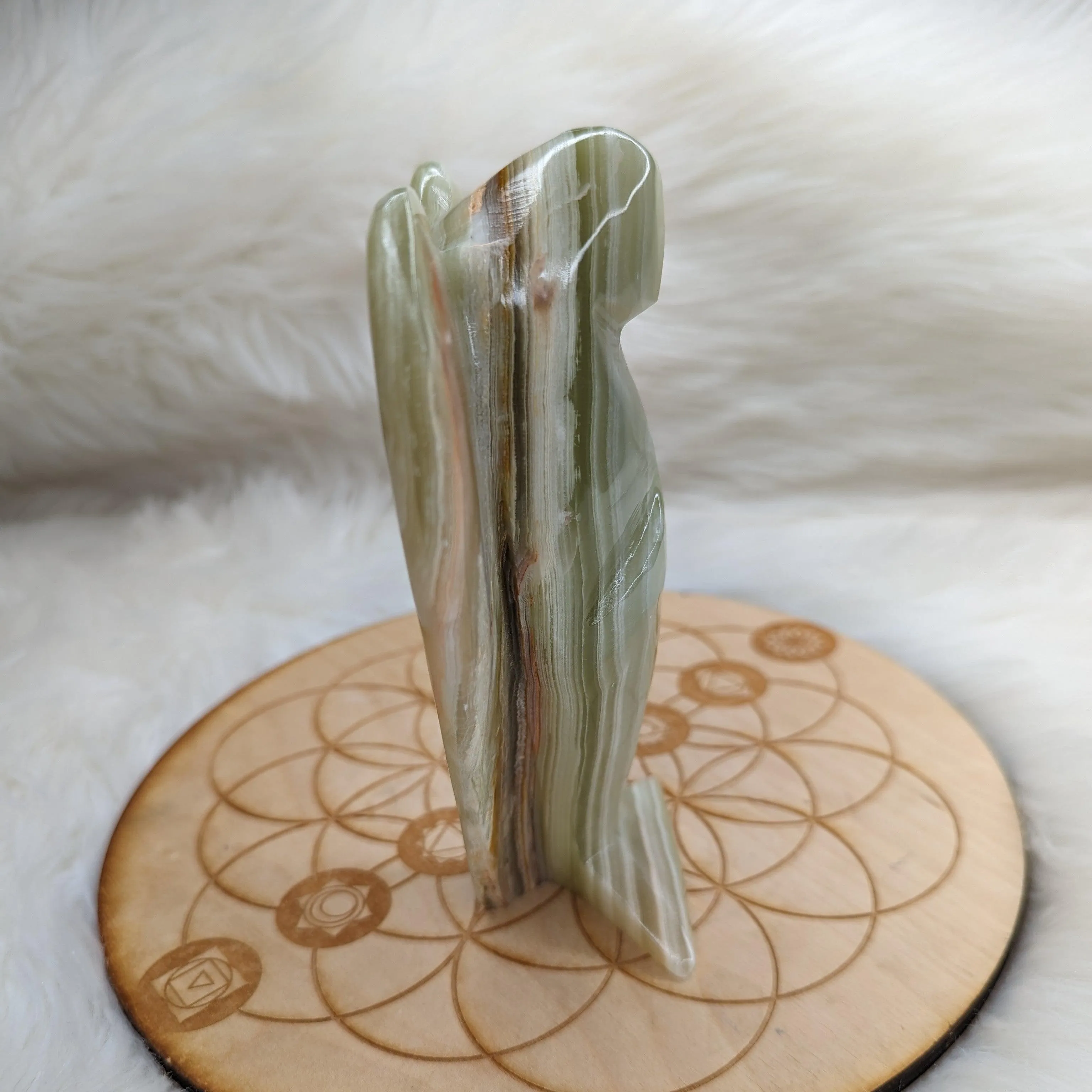 Green Banded Onyx Angel Carving ~ Display Carving