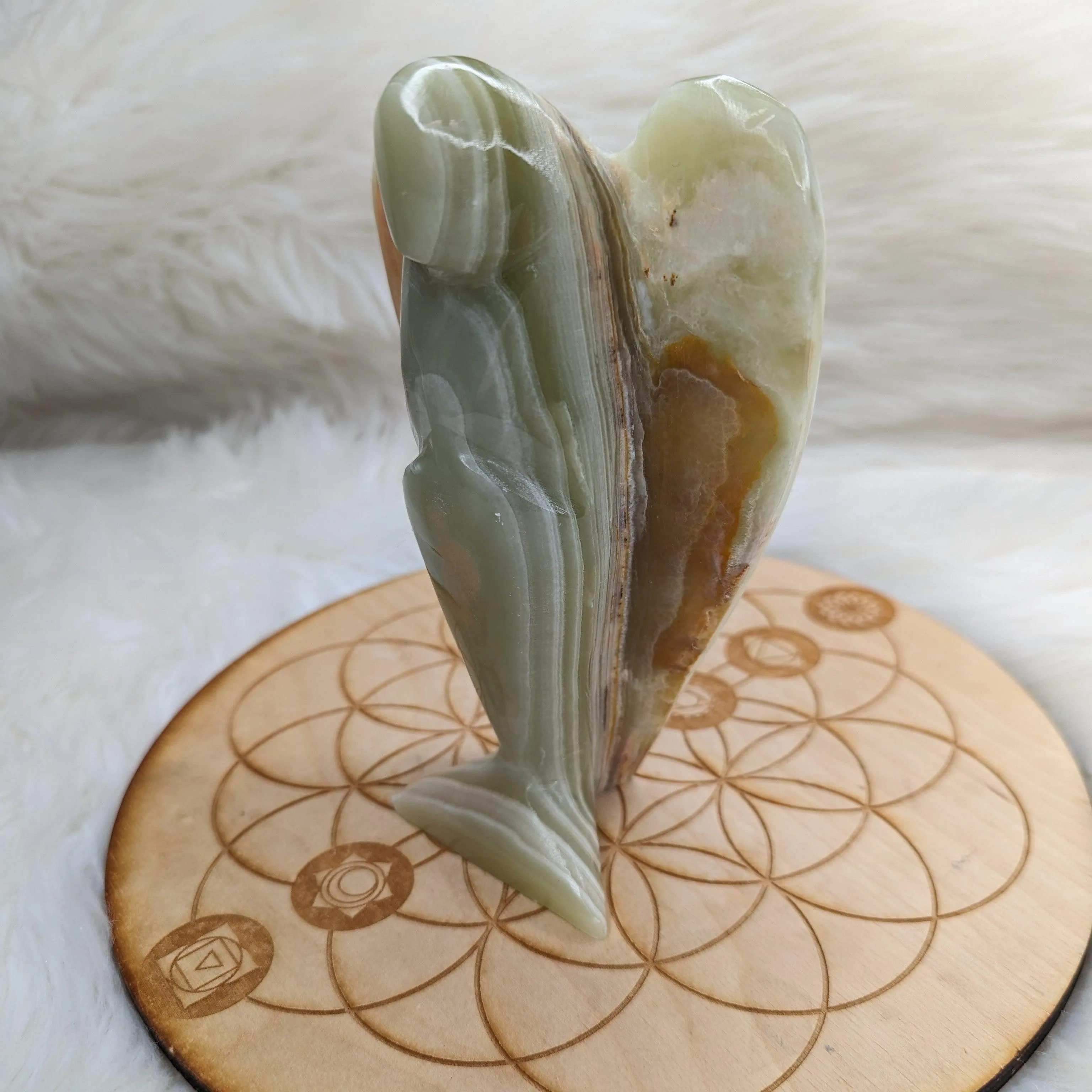 Green Banded Onyx Angel Carving ~ Display Carving