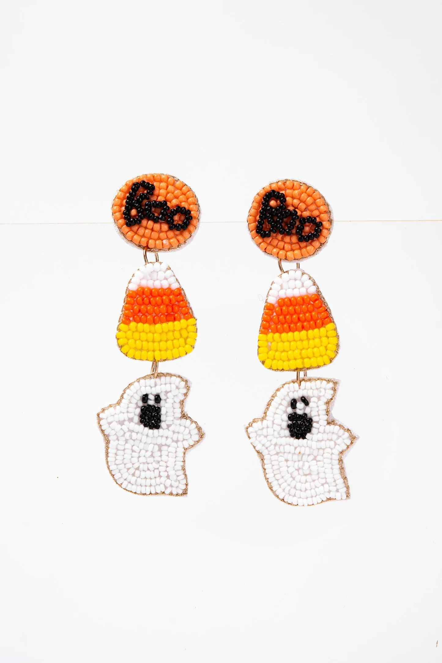 Haley "Boo" Candy Corn Dangle Earrings - Orange