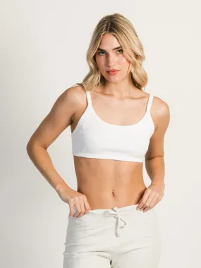 HARLOW RIBBED OPEN BACK BRALETTE - WHITE