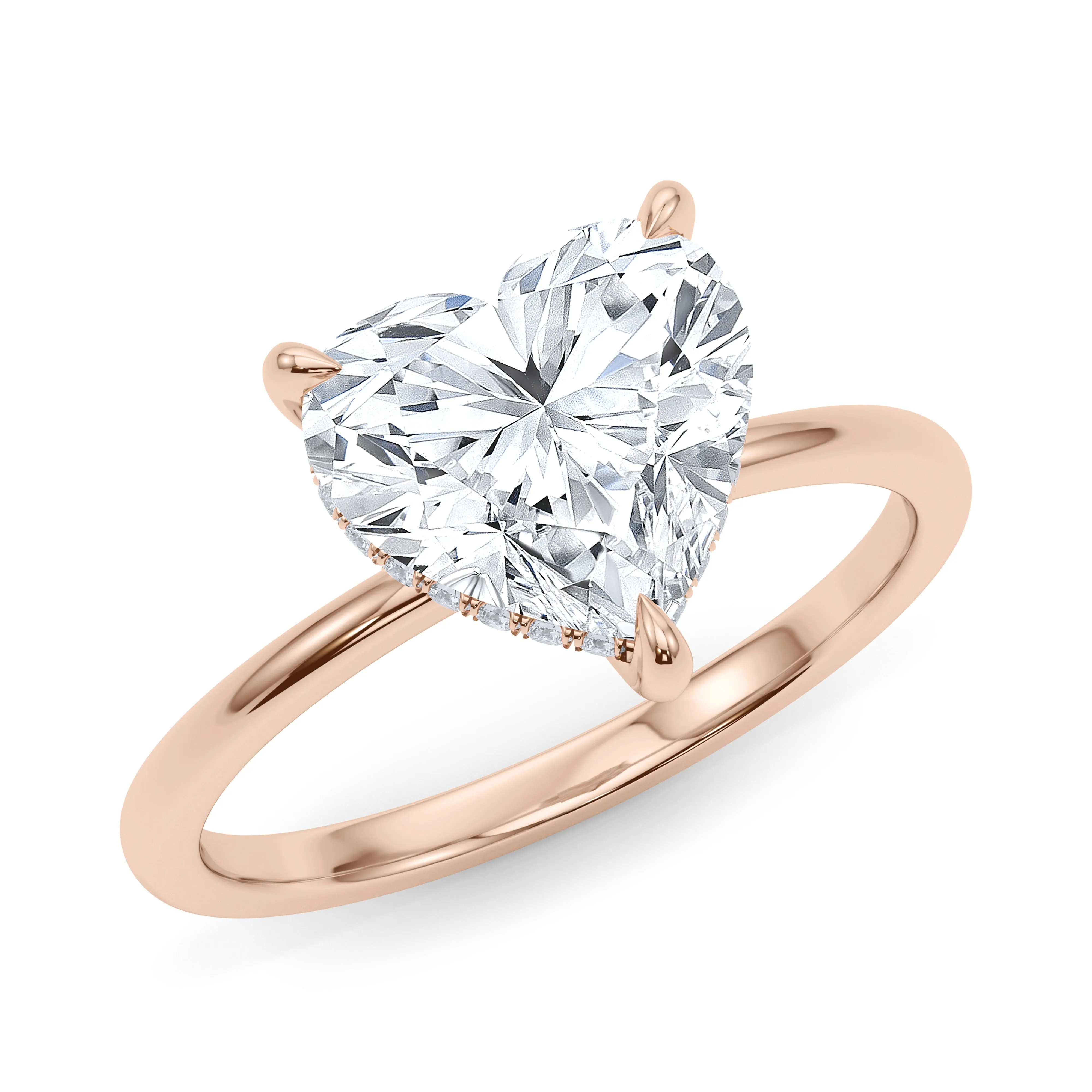 Heart Cut Hidden Halo Diamond Ring