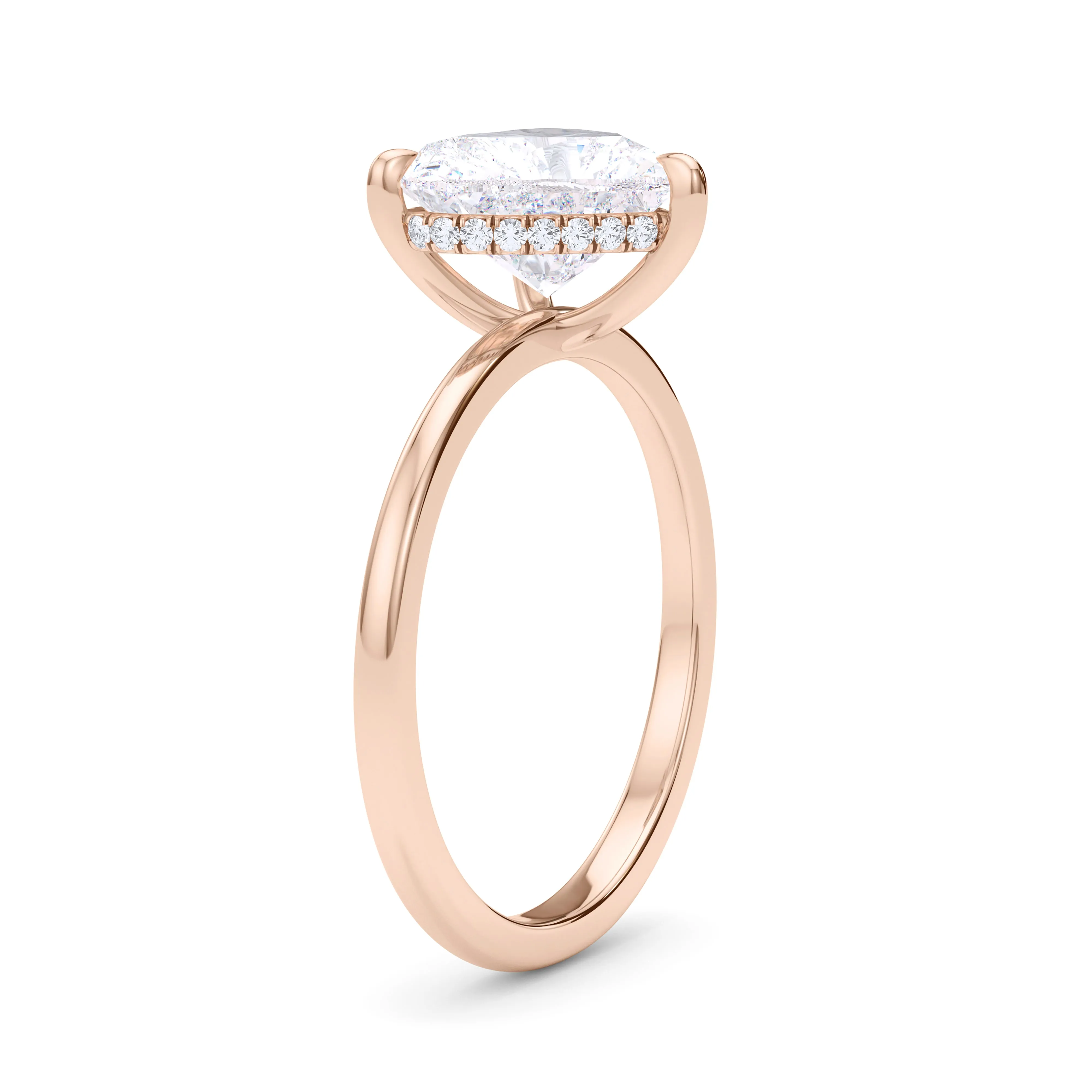 Heart Cut Hidden Halo Diamond Ring