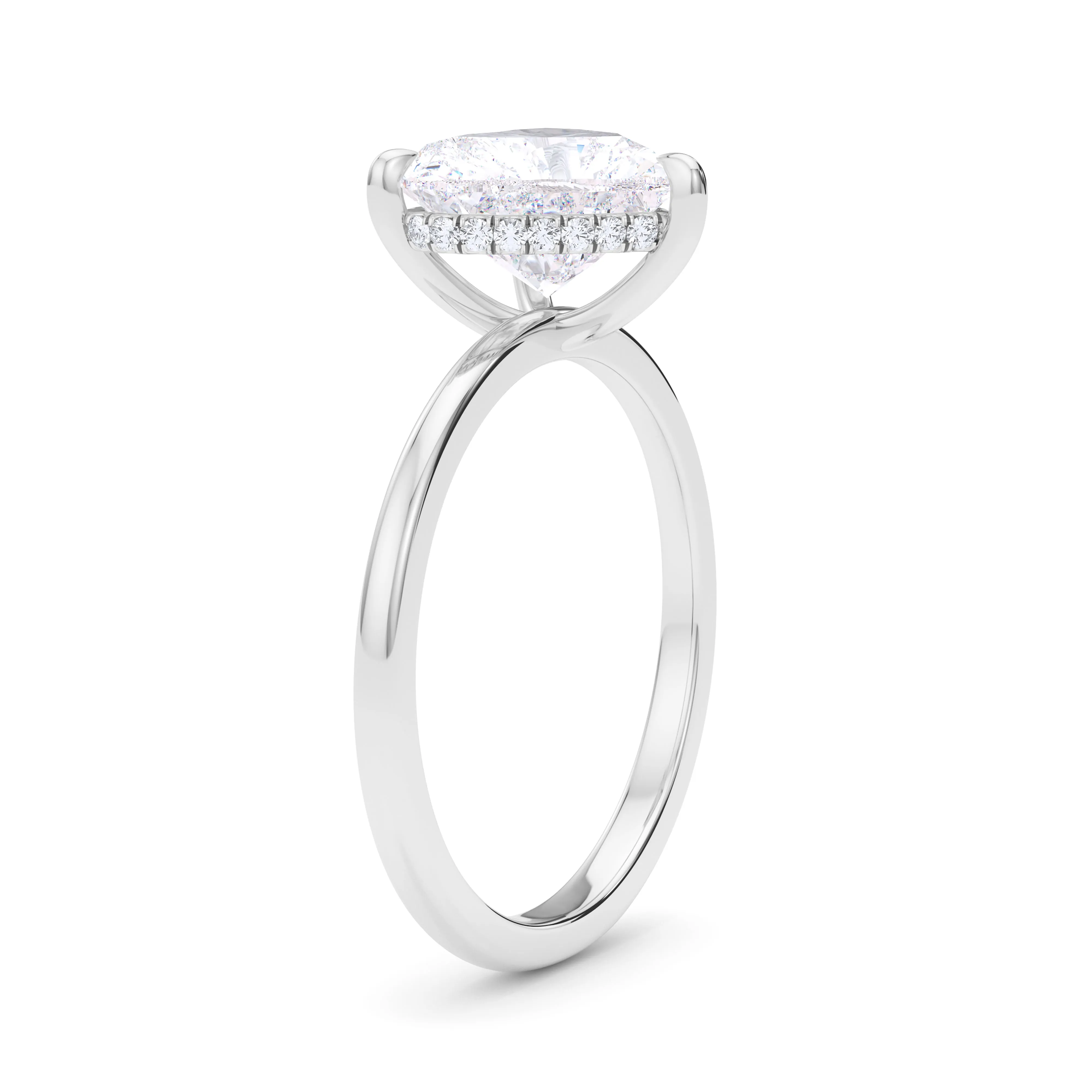 Heart Cut Hidden Halo Diamond Ring