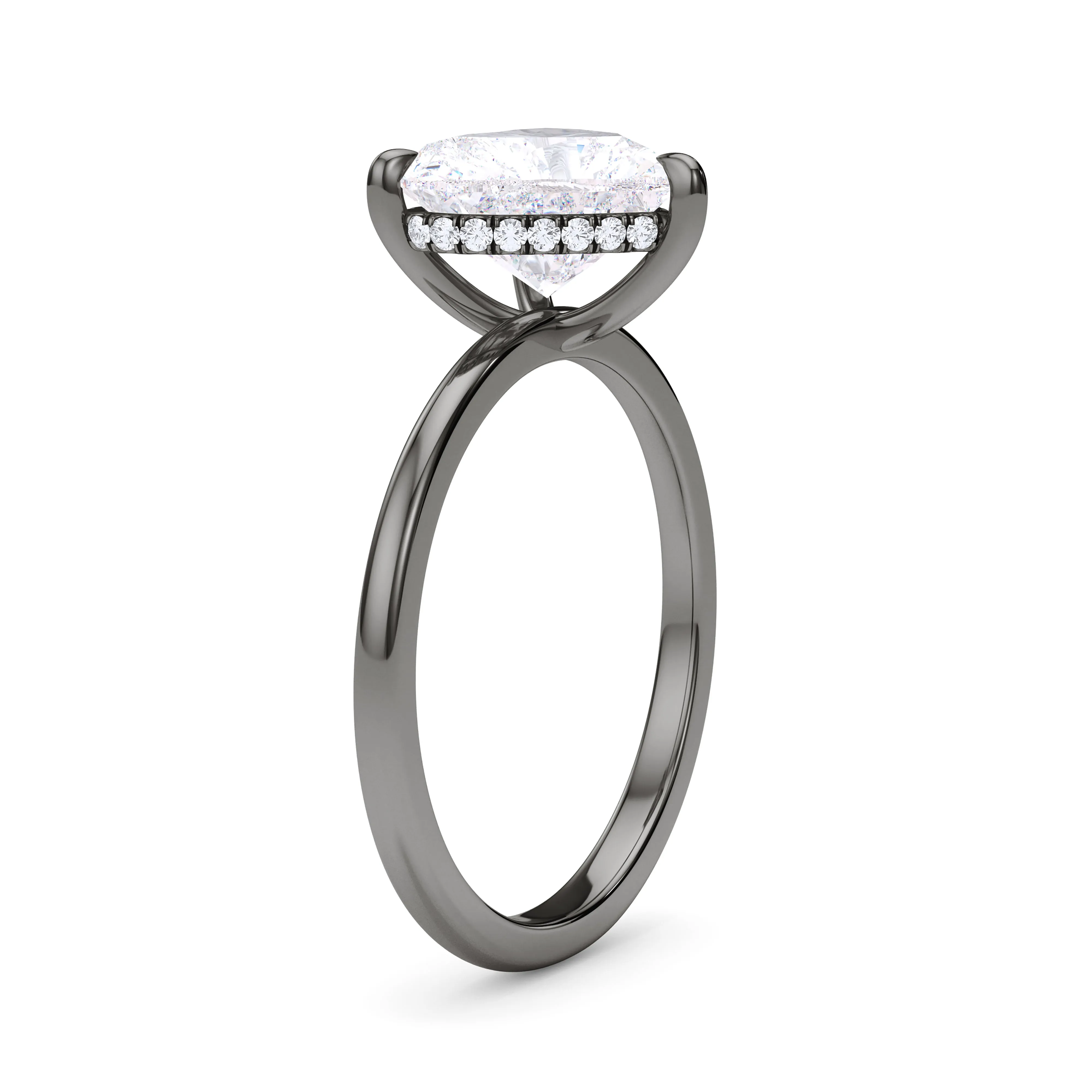 Heart Cut Hidden Halo Diamond Ring