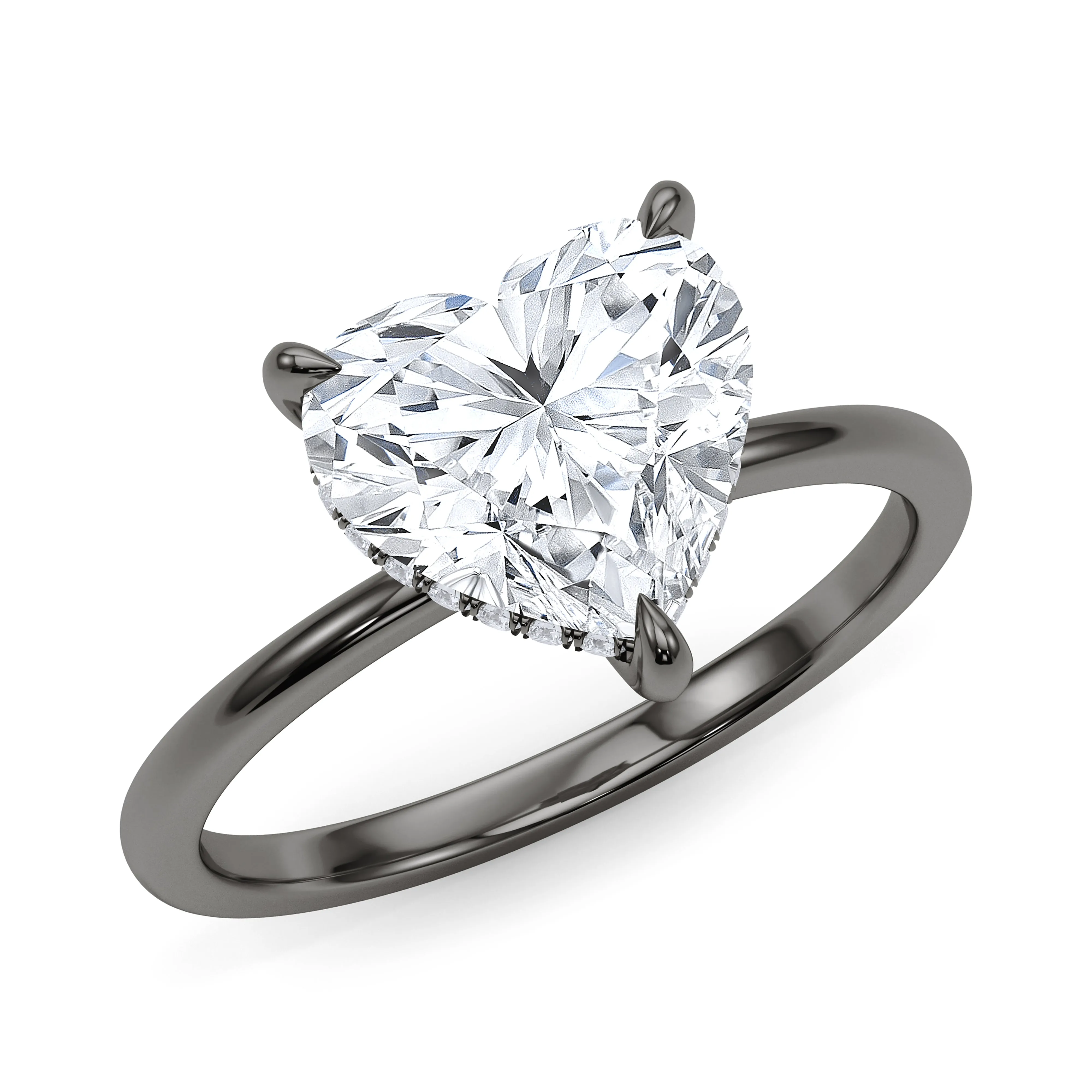 Heart Cut Hidden Halo Diamond Ring