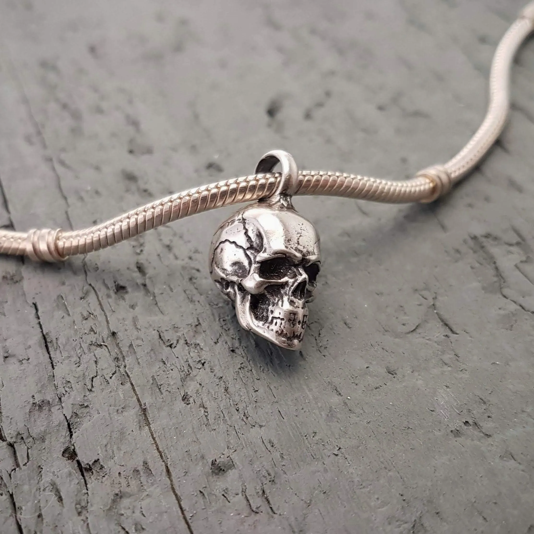 Human Skull Cremation Ash Urn Bracelet Charm