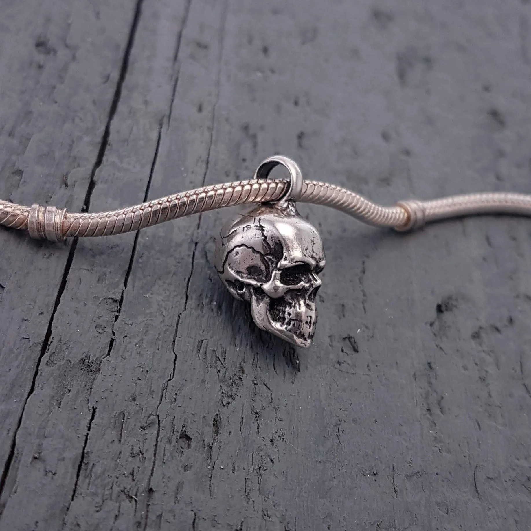 Human Skull Cremation Ash Urn Bracelet Charm