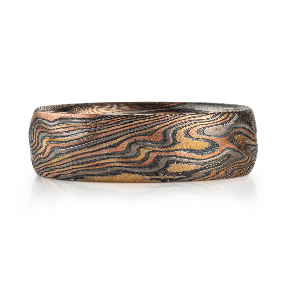 Kazaru Texture Mokume Ring in Firestorm