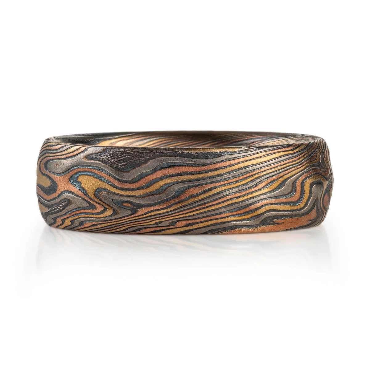 Kazaru Texture Mokume Ring in Firestorm