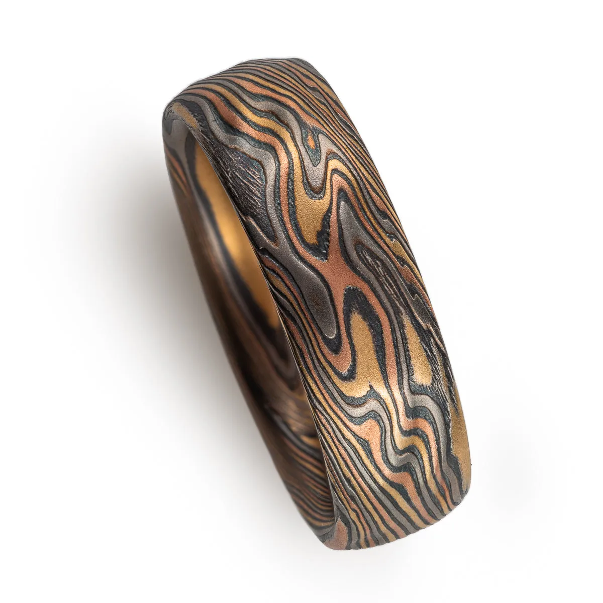 Kazaru Texture Mokume Ring in Firestorm