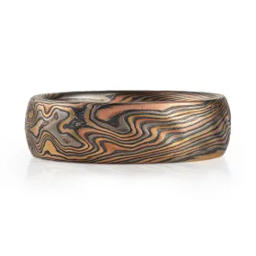 Kazaru Texture Mokume Ring in Firestorm