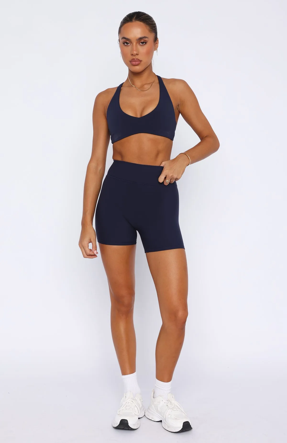 Keep Up High Waisted Shorts Navy