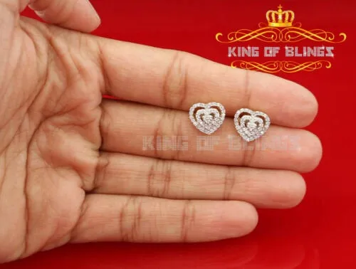 King of Bling's 1.07ct Cubic Zirconia 925 Yellow Silver Women's & Men's Hip Hop Heart Earrings