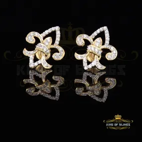 King of Bling's 925 Yellow Silver 0.60ct Cubic Zirconia Fleur de Lis Screw Back Women's Earrings