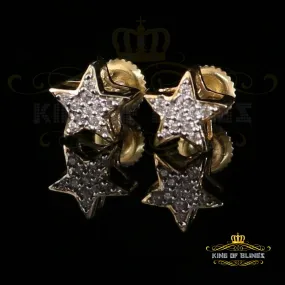 King of Bling's Hip Hop Yellow Silver Screw 0.22ct Cubic Zirconia Women's & Men's Star Earrings