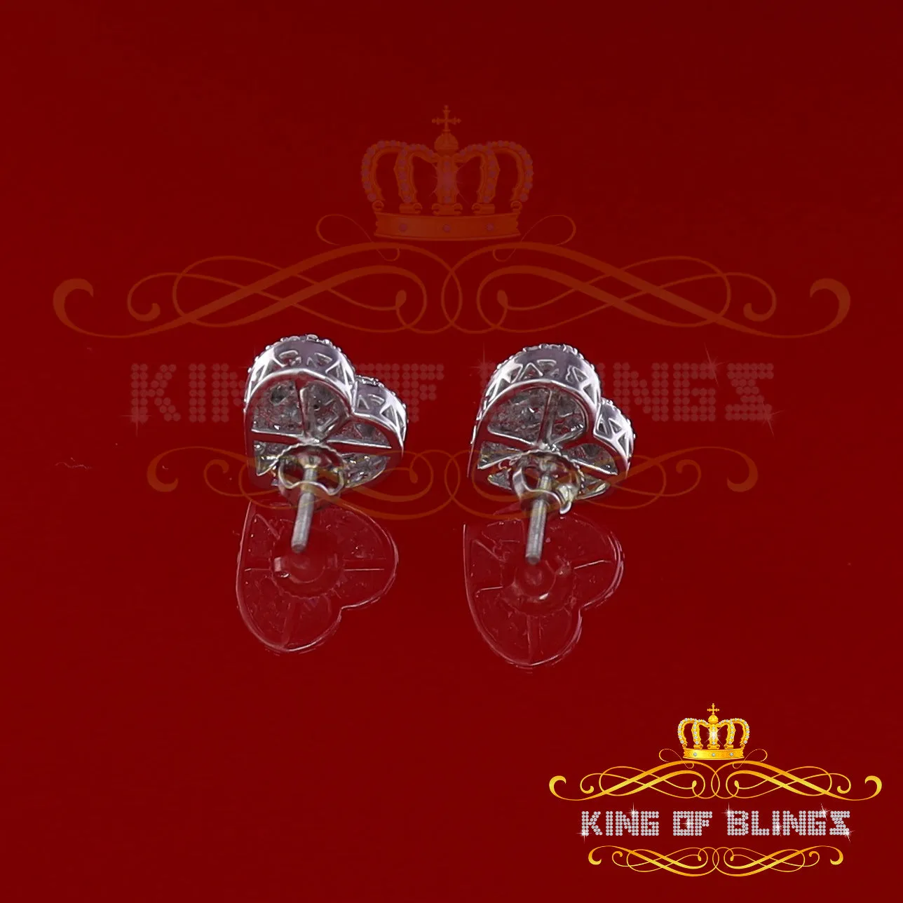 King of Blings- 925 White Sterling Silver 1.48ct Cubic Zirconia Men's & Women's Heart Earrings