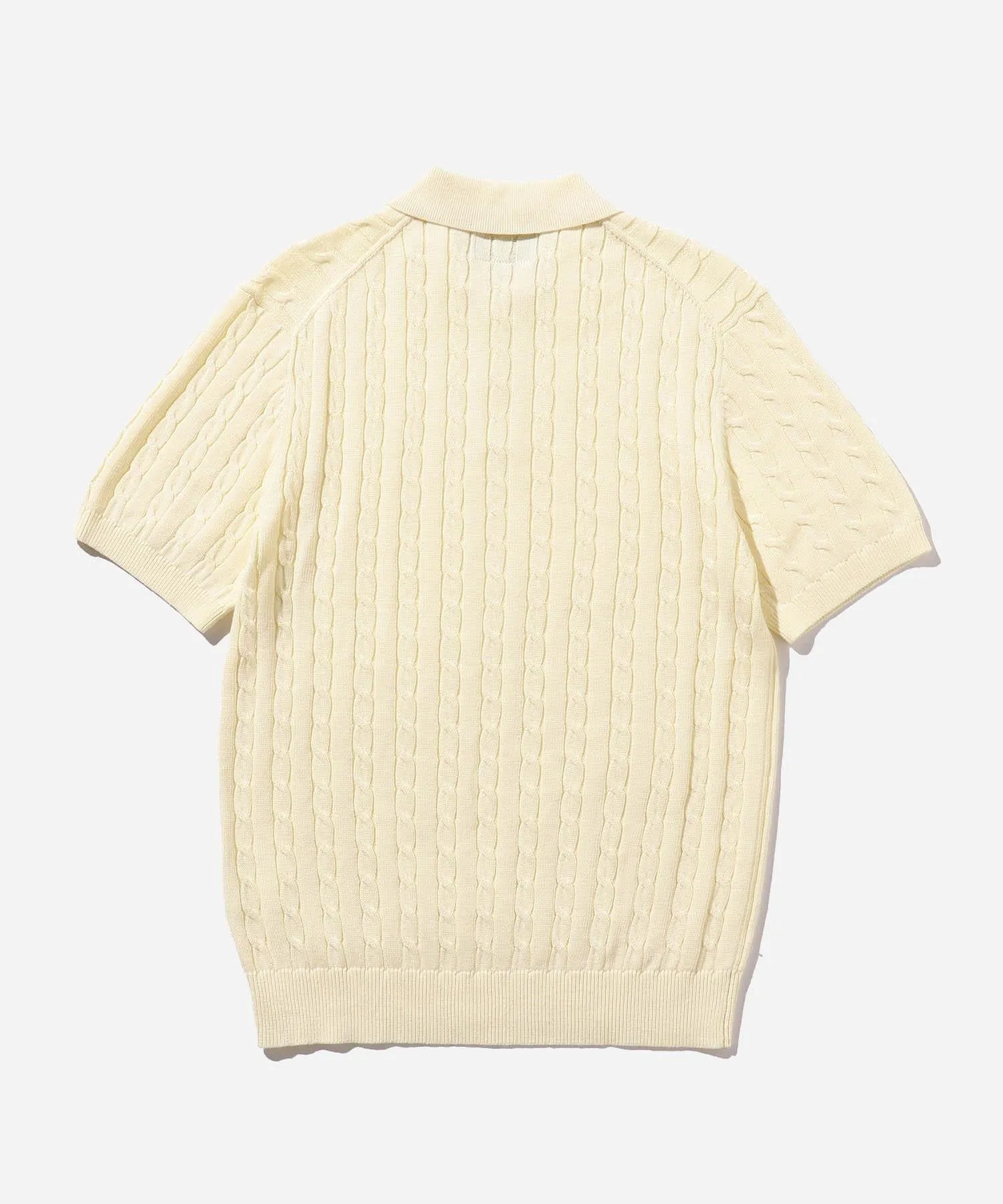 Knit Polo Cable - White