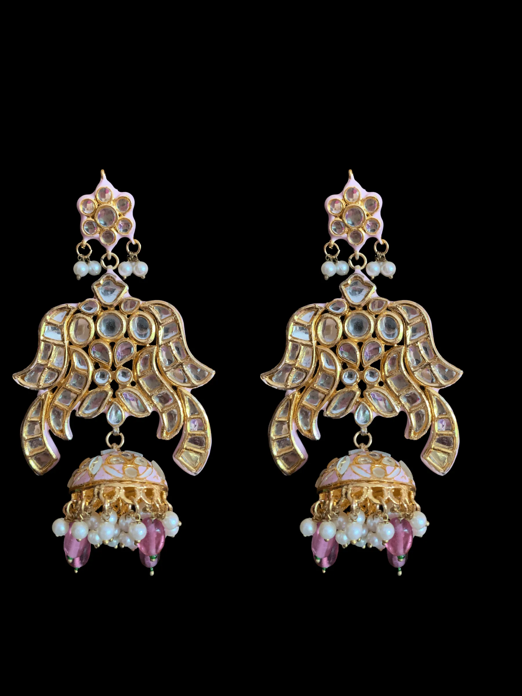 Kundan earrings  - pink  ( READY TO SHIP )