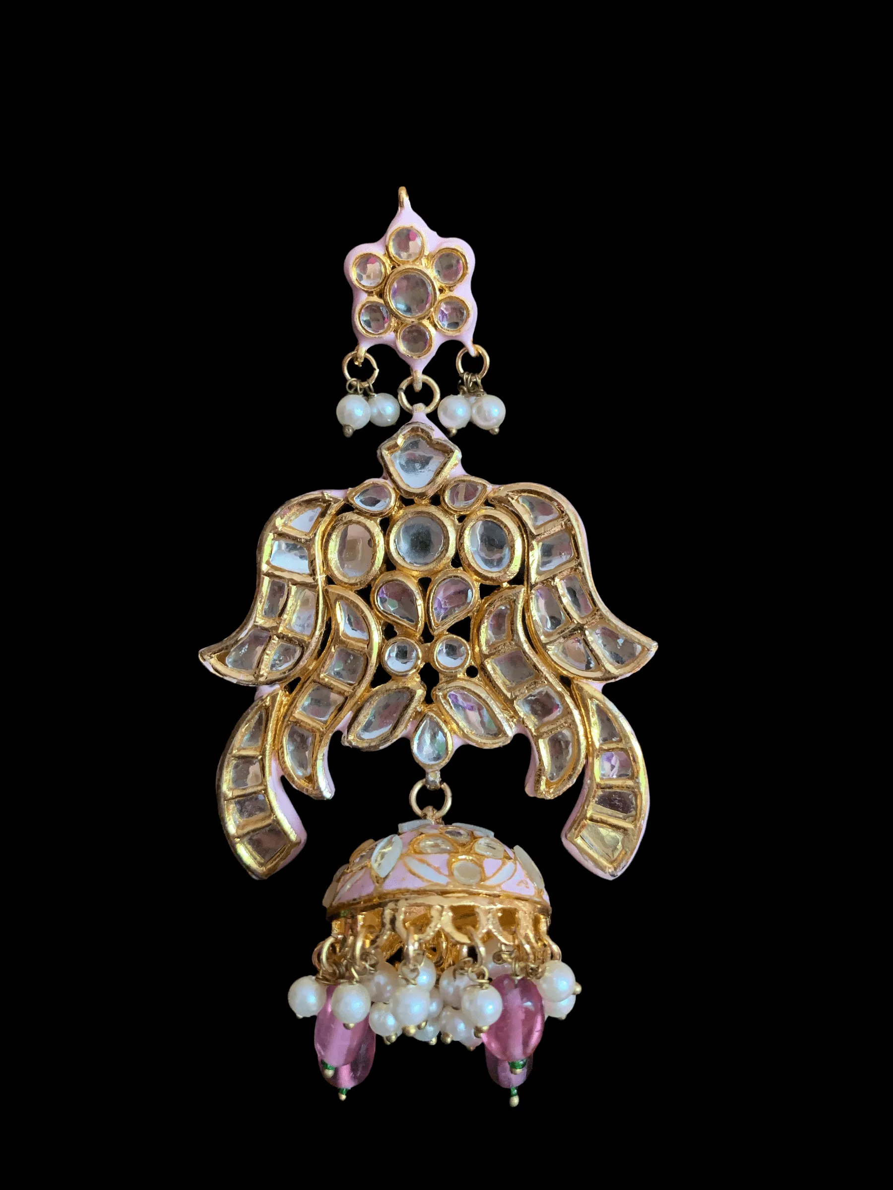 Kundan earrings  - pink  ( READY TO SHIP )