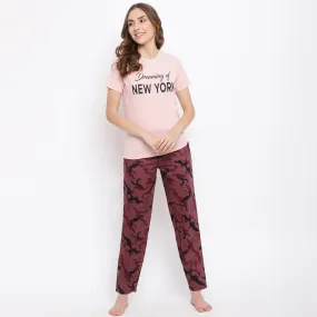 La Intimo Dreamy Fun Military Print Pyjama & Pink T-Shirt Set