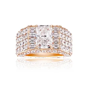 Laur 19 Carat H SI1 Radiant Cut Lab-Grown Diamond Chandelier Engagement Ring in 14k Rose Gold