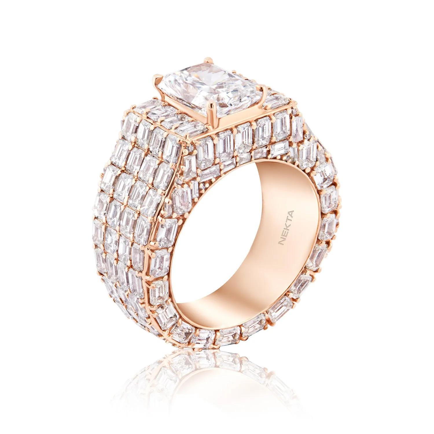 Laur 19 Carat H SI1 Radiant Cut Lab-Grown Diamond Chandelier Engagement Ring in 14k Rose Gold