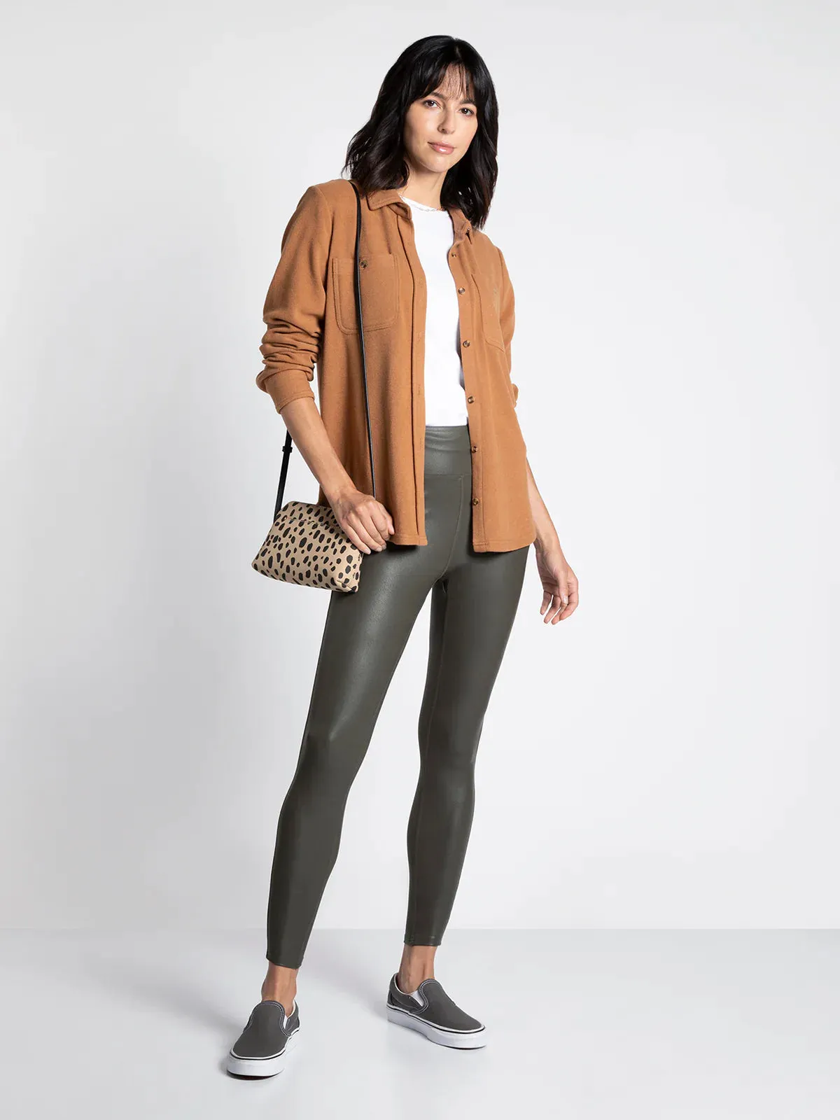 Lewis Button Front Shacket- Caramel