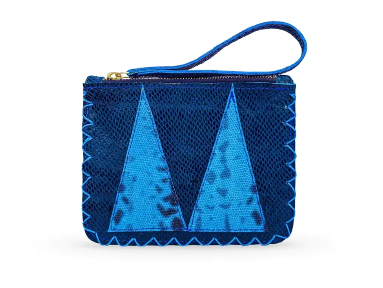 MARTE EGELE FLAT POUCH, Handwoven Cross Stitch Edges Fully lined in Suede