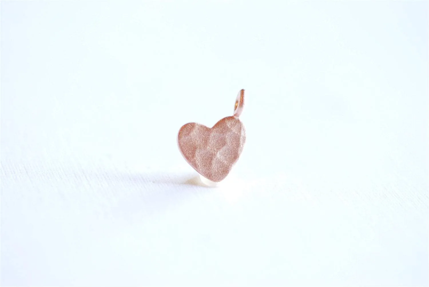 Matte Pink Wholesale Rose Gold Vermeil Hammered Heart Charm- 22k rose gold plated Sterling Silver Heart Charm Pendant, Gold Heart, Stamping Heart