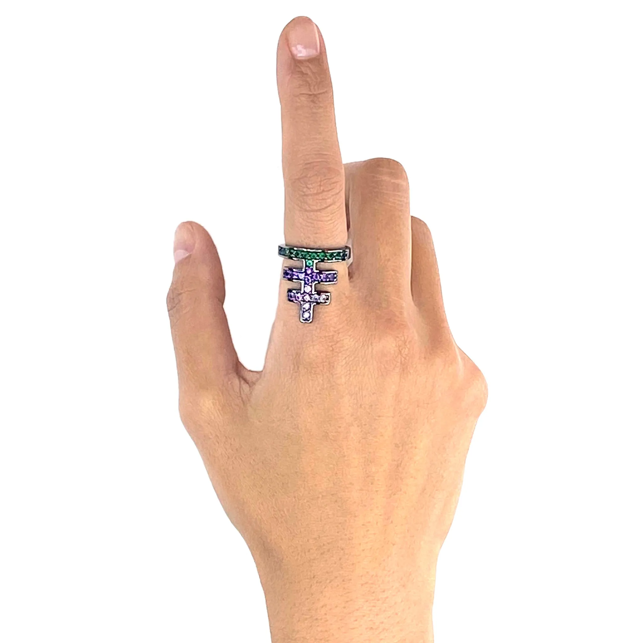 MCL Design Silver Patriarchal Cross Stacking Ring