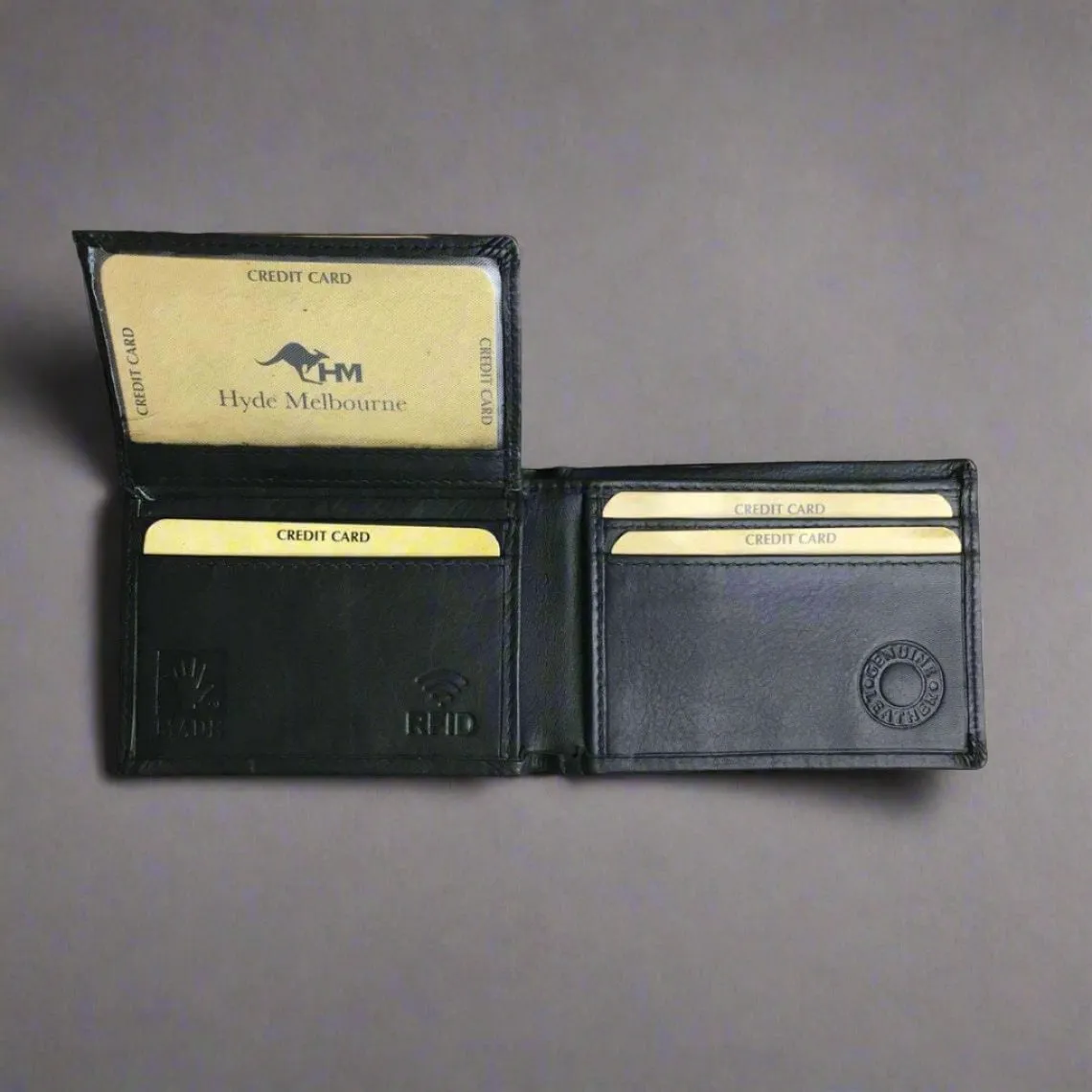 Men's Black Leather Wallet with Personalised Handwriting - KALGHI