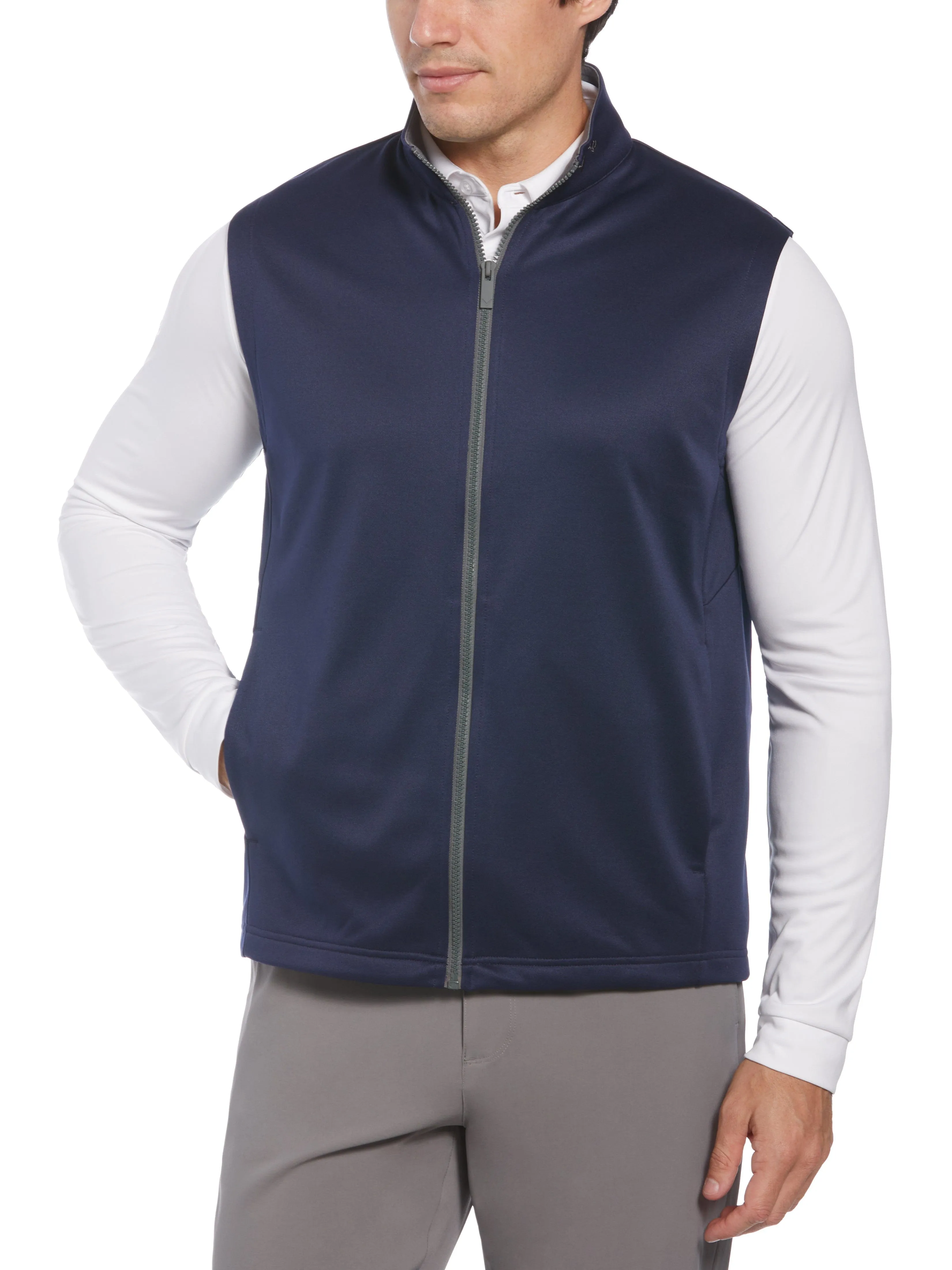 Mens Full Zip Chevron Back Golf Vest