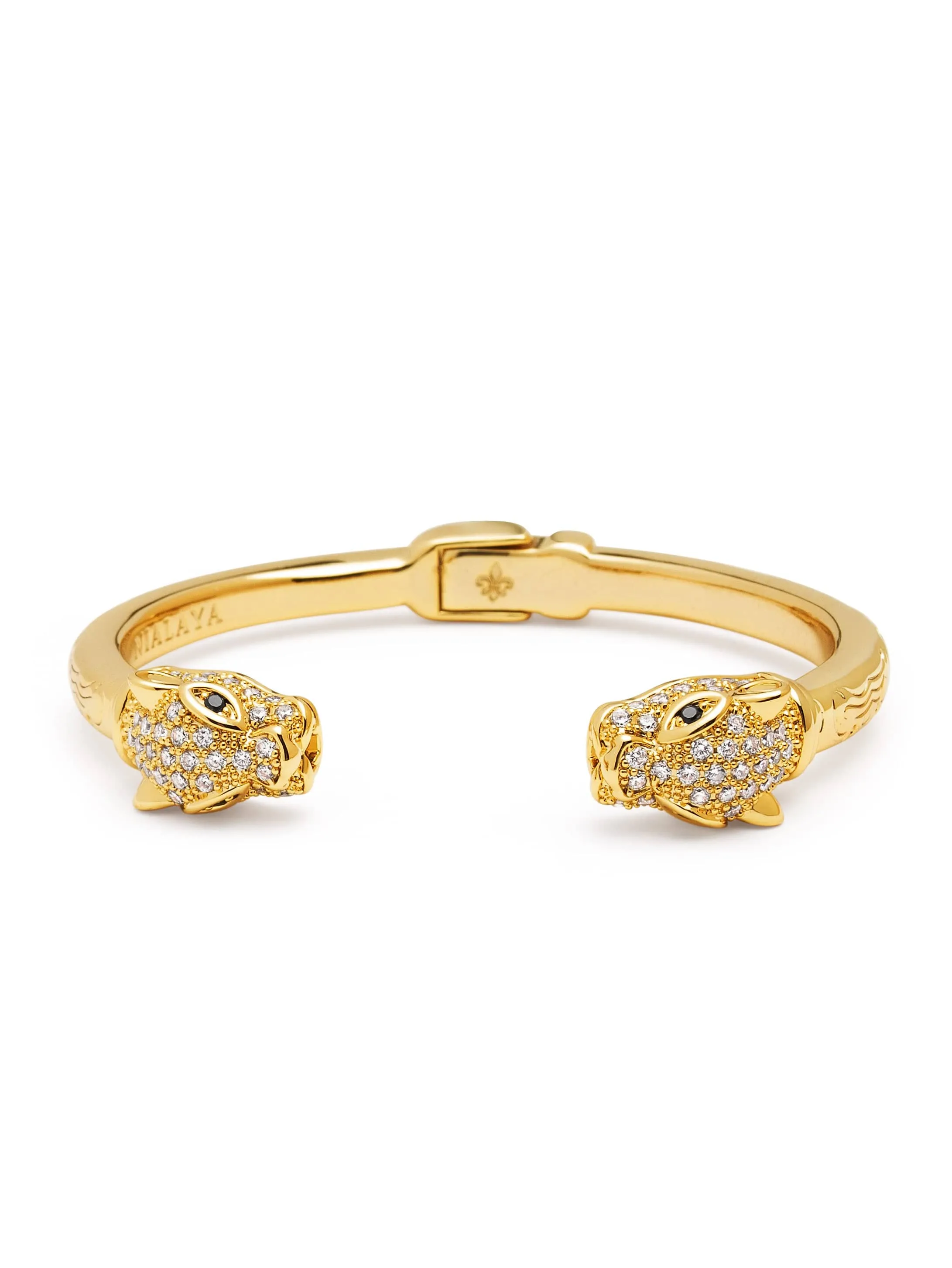 Men's Gold CZ Panther Bangle