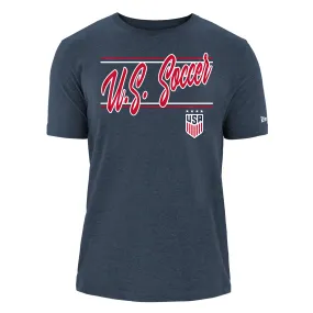 Men's New Era USWNT Script Bi-Blend Navy Crew Neck Tee